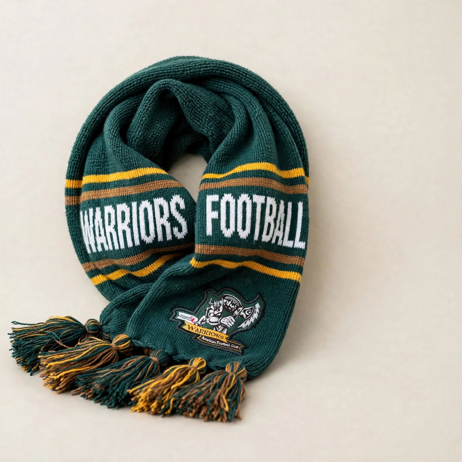 Yeşil-sarı Warriors Football atkısı