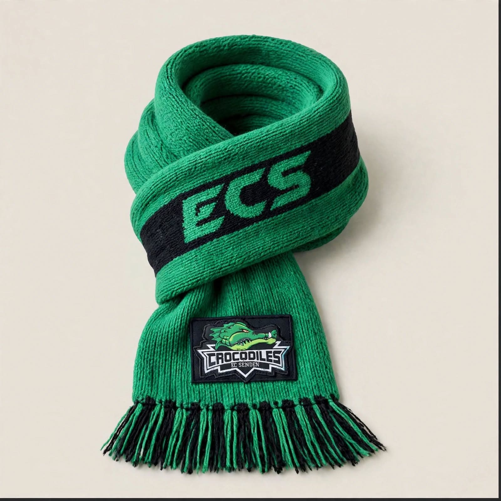 Yeşil-siyah ECS Crocodiles atkısı
