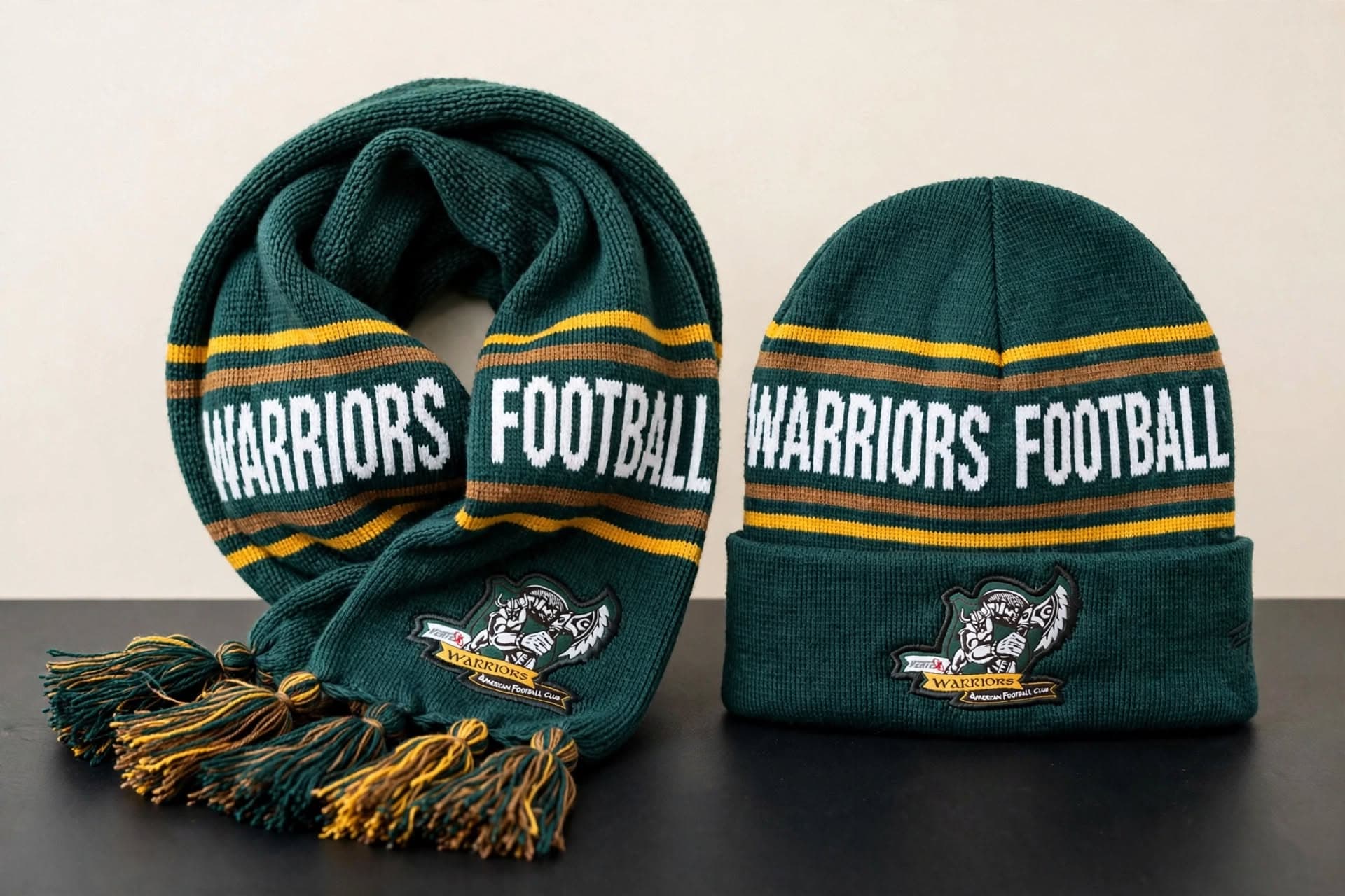 Warriors Football bere ve atkı seti