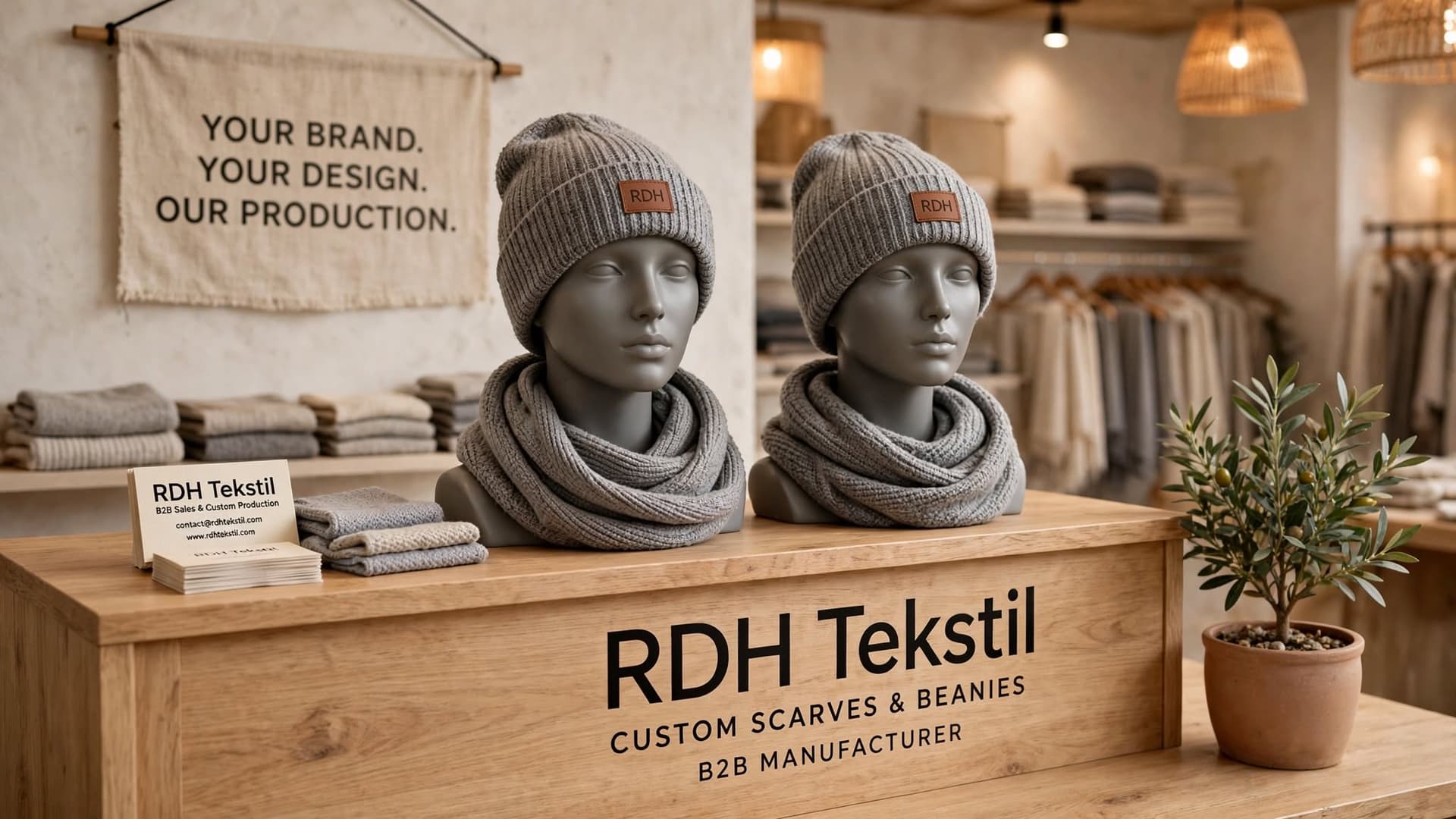 RDH Tekstil gri bere ve atkı ürünleri